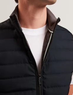 Quilted Front Funnel Neck Zip-Up Gilet
