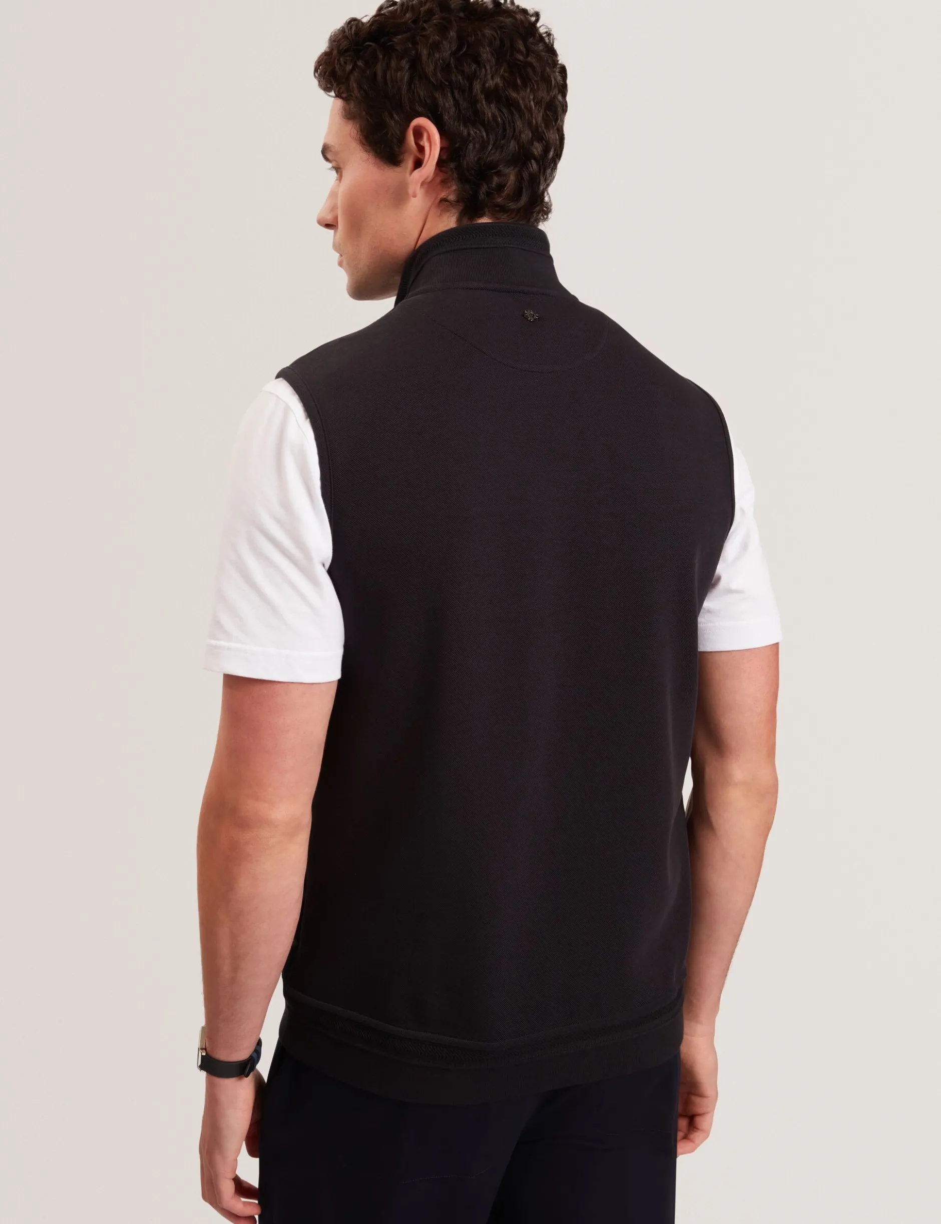 Quilted Front Funnel Neck Zip-Up Gilet