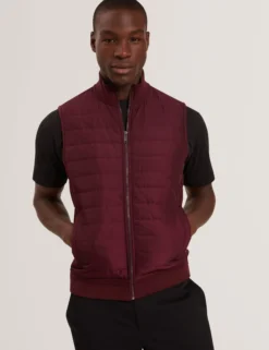 Quilted Front Funnel Neck Zip-Up Gilet