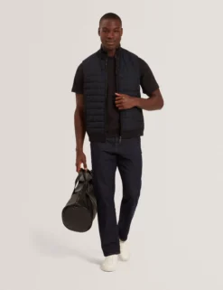 Quilted Front Funnel Neck Zip-Up Gilet