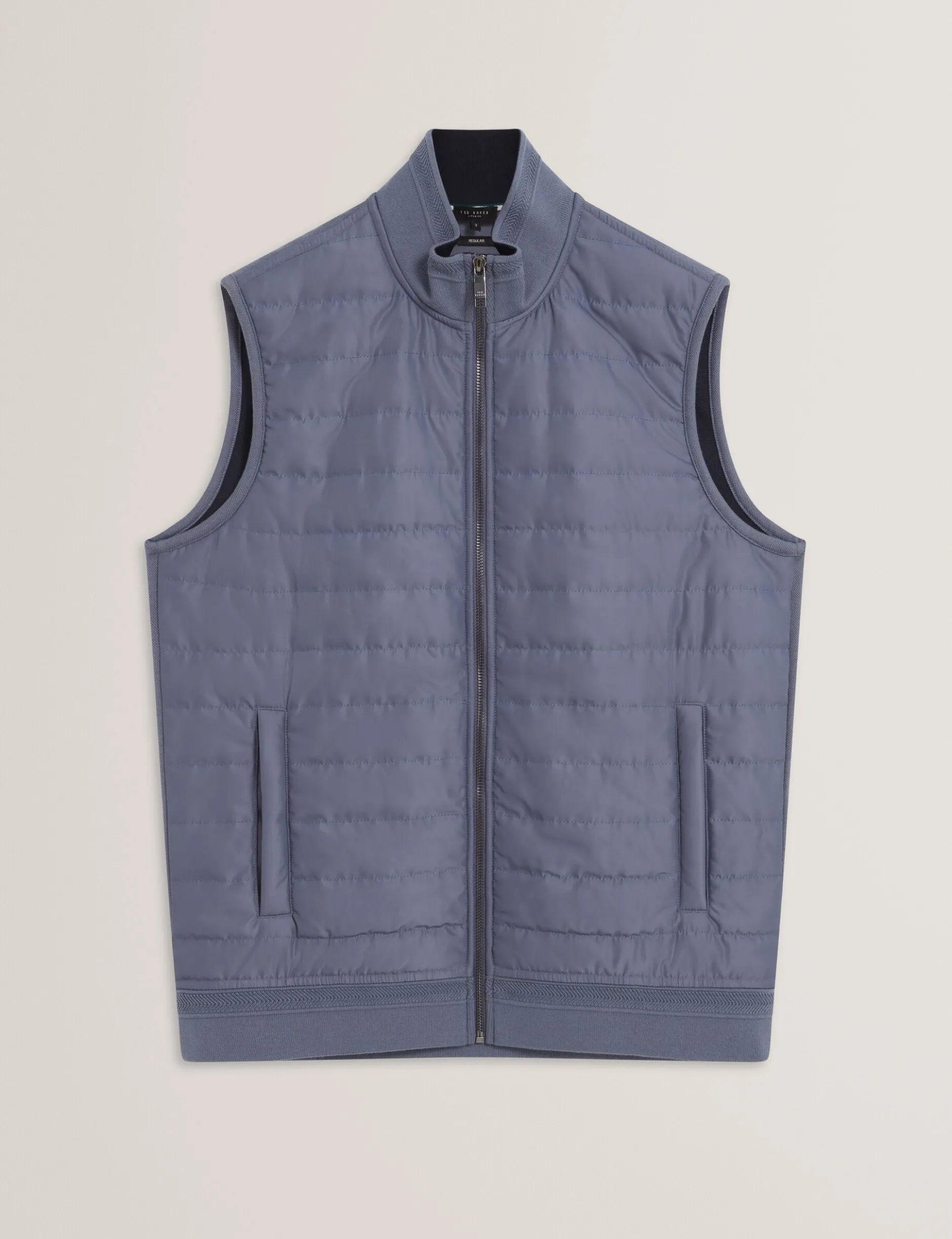 Quilted Front Funnel Neck Zip-Up Gilet