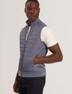 Quilted Front Funnel Neck Zip-Up Gilet