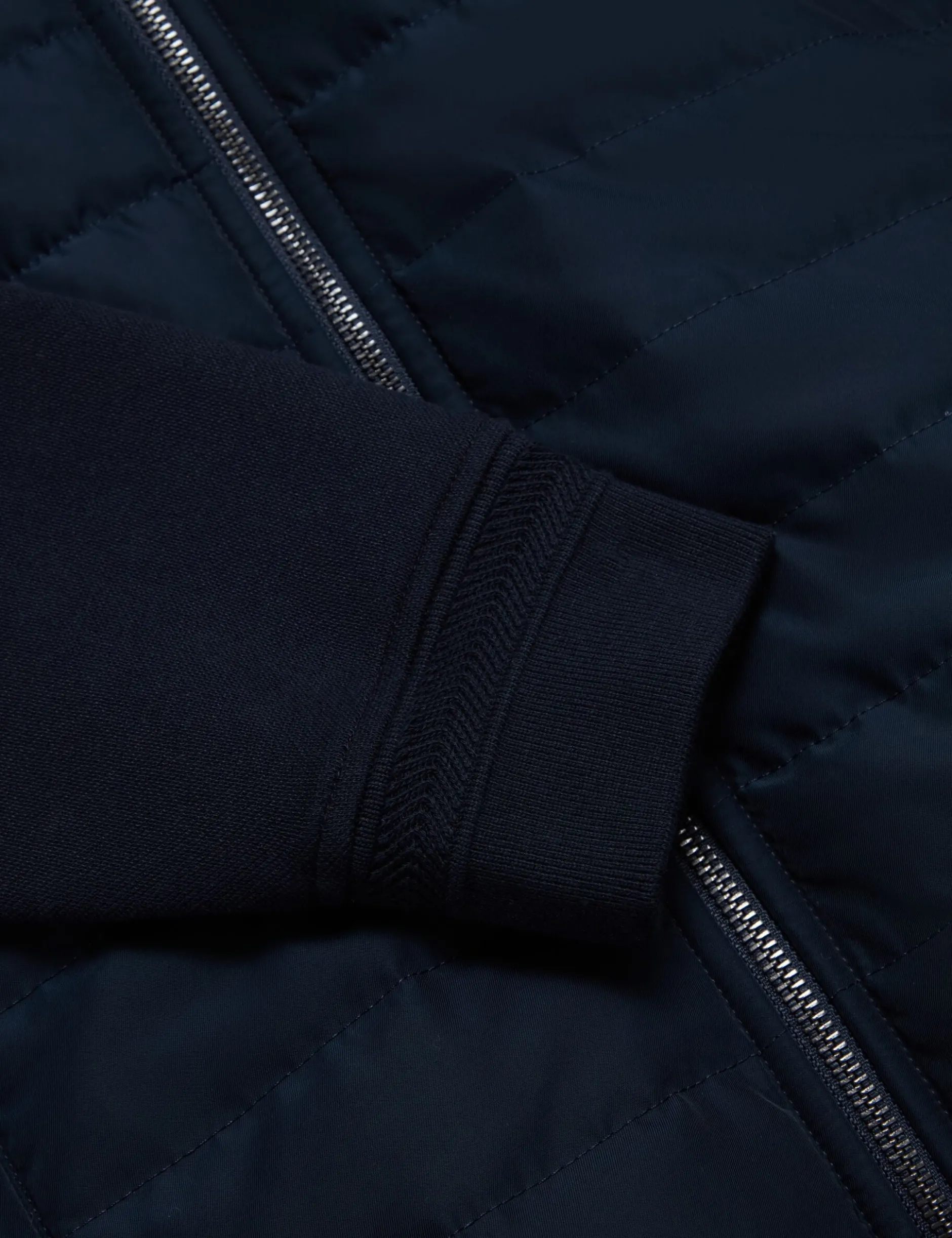 Quilted Front Zip-Through Knit Jacket