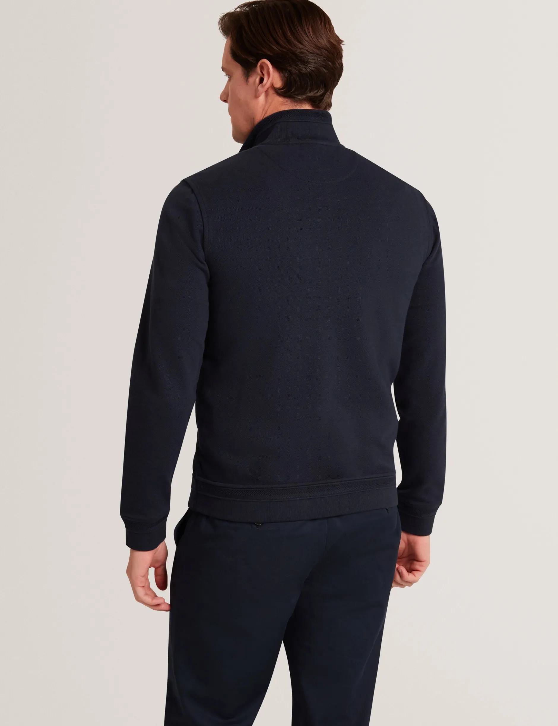 Quilted Front Zip-Through Knit Jacket