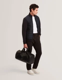 Quilted Front Zip-Through Knit Jacket