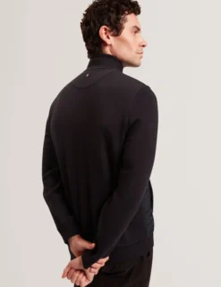 Quilted Front Zip-Through Knit Jacket
