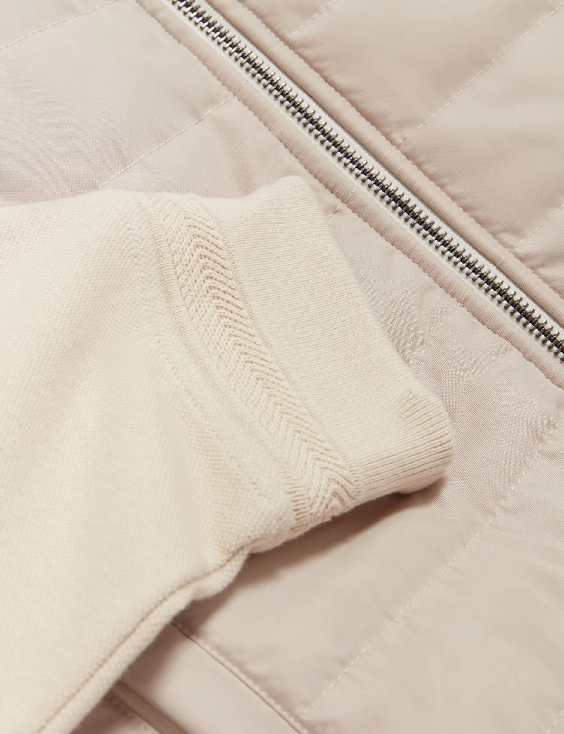 Quilted Front Zip-Through Knit Jacket