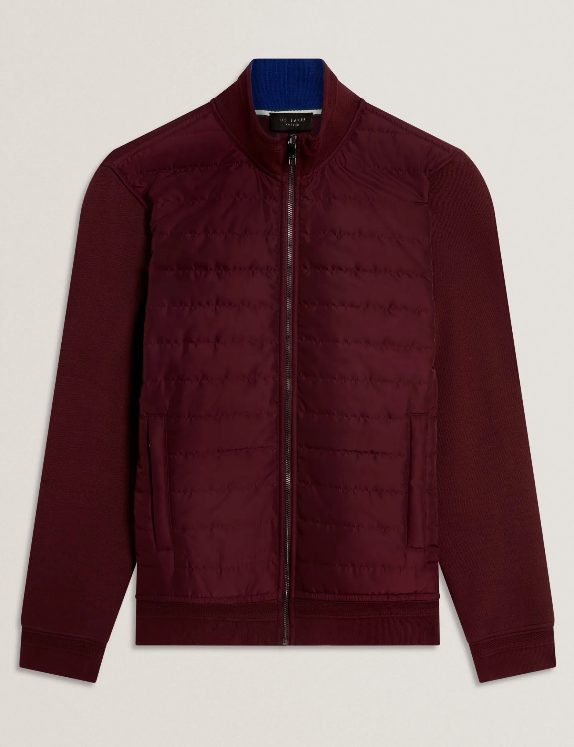 Quilted Front Zip-Through Knit Jacket