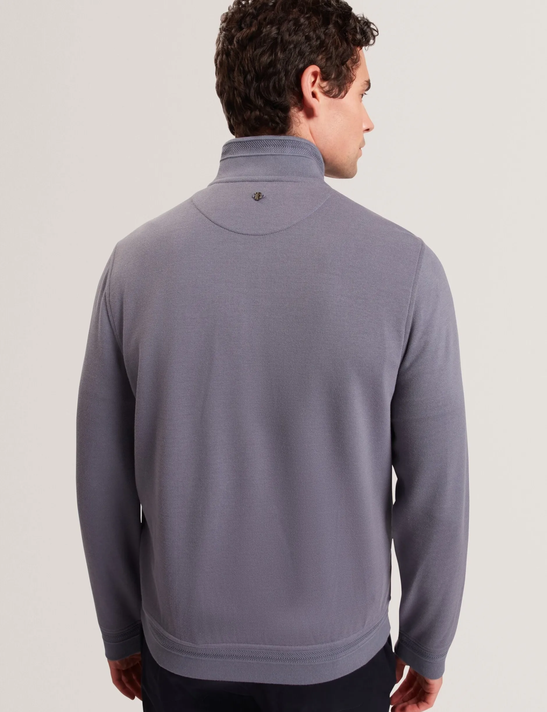 Quilted Front Zip-Through Knit Jacket