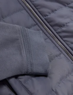 Quilted Front Zip-Through Knit Jacket