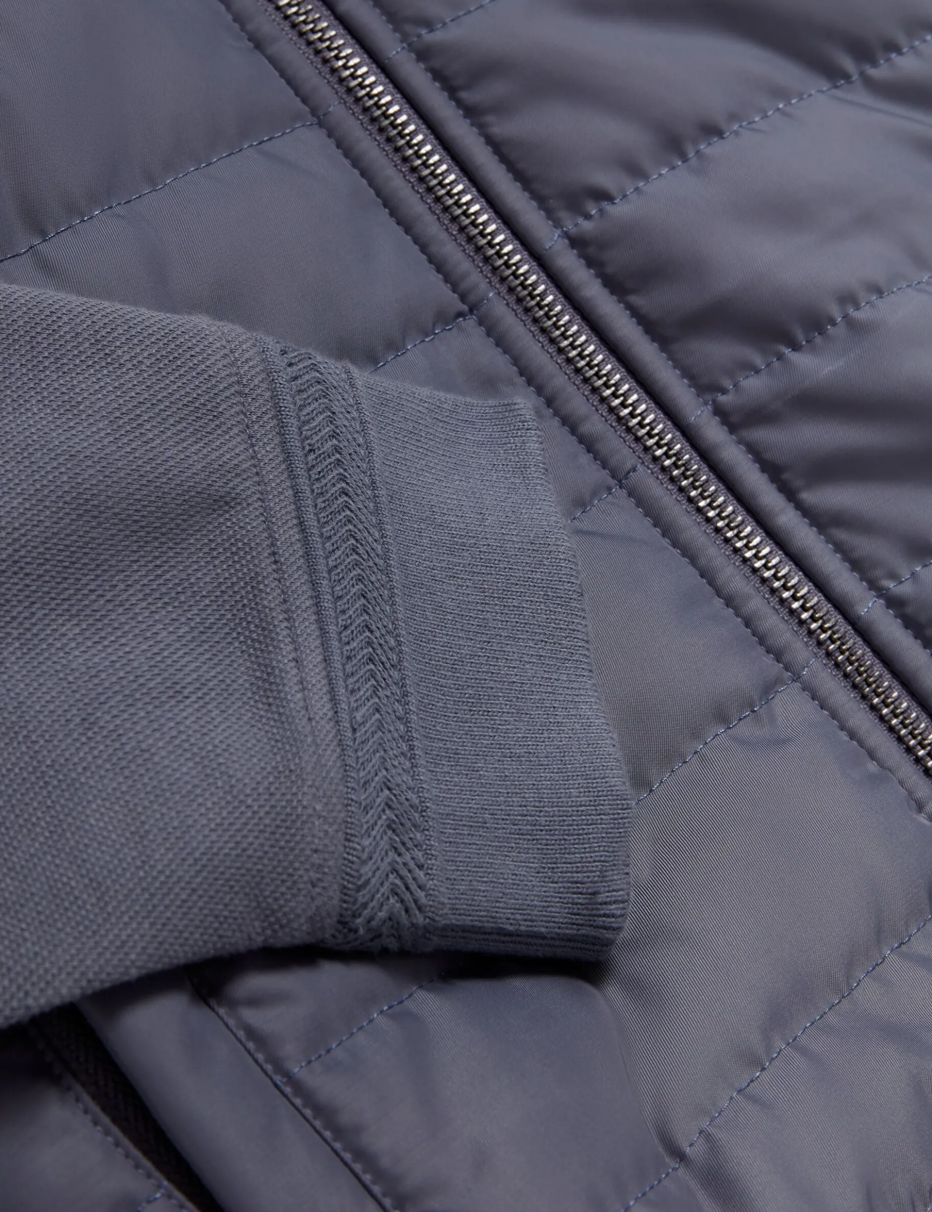 Quilted Front Zip-Through Knit Jacket