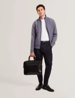 Quilted Front Zip-Through Knit Jacket