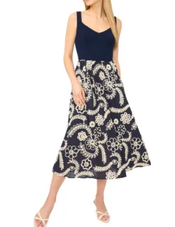 Raised Embroidery Knit Top Midi Dress