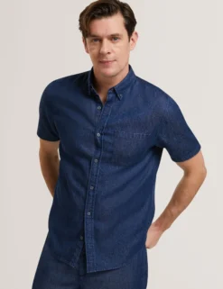 Regular Fit Chambray Short Sleeve Shirt