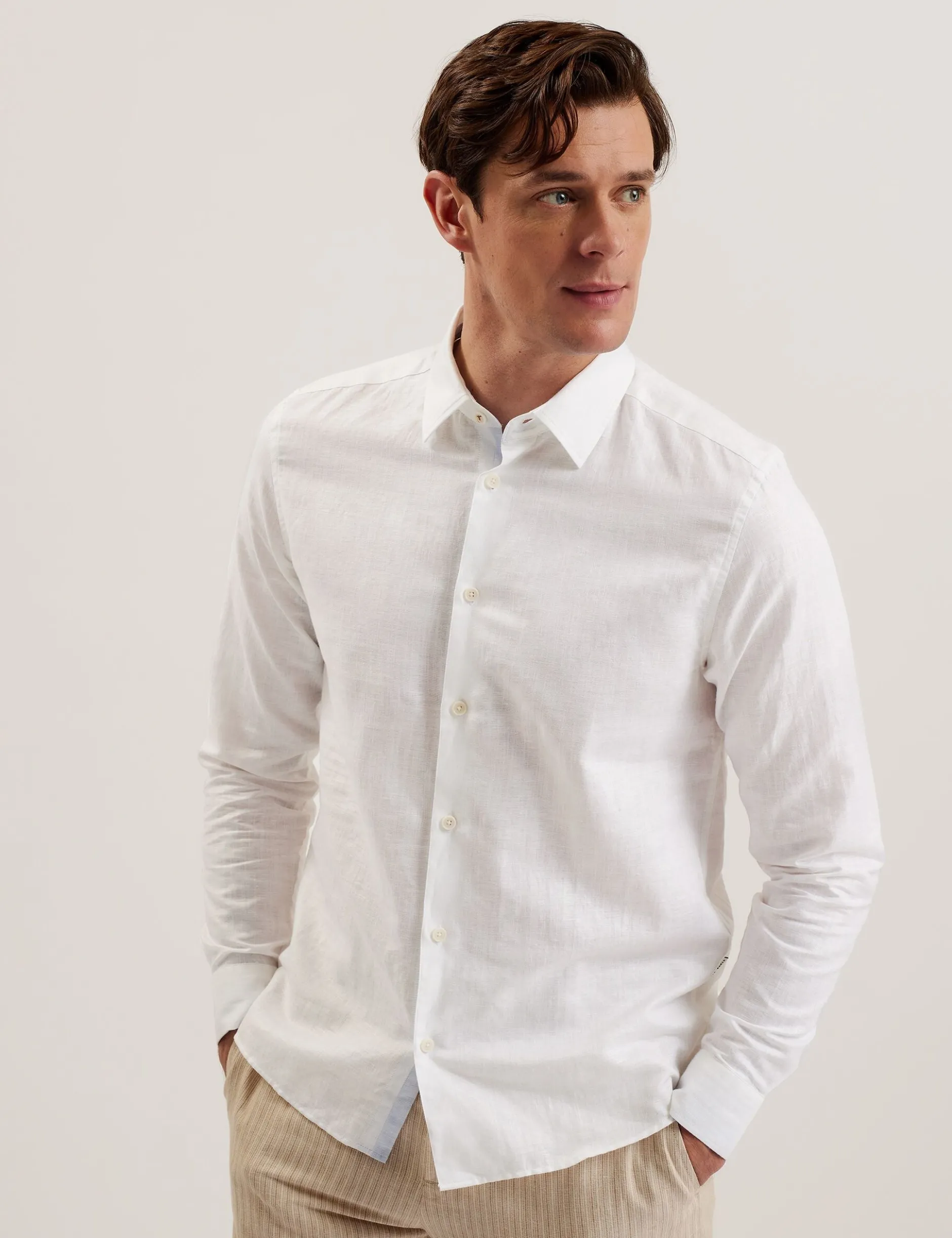 Regular Fit Cotton Linen Long Sleeve Shirt
