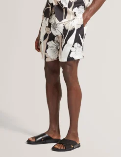 Relaxed Botanical Print Pull-On Shorts
