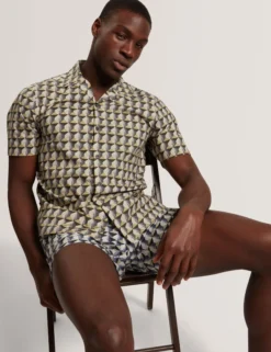 Relaxed Fit Painted Geo Print Shirt