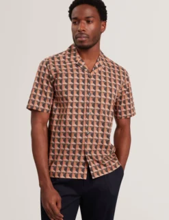 Relaxed Fit Painted Geo Print Shirt
