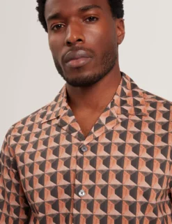 Relaxed Fit Painted Geo Print Shirt