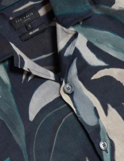 Relaxed Floral Short Sleeve Linen Shirt