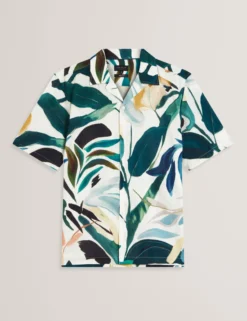 Relaxed Floral Short Sleeve Linen Shirt