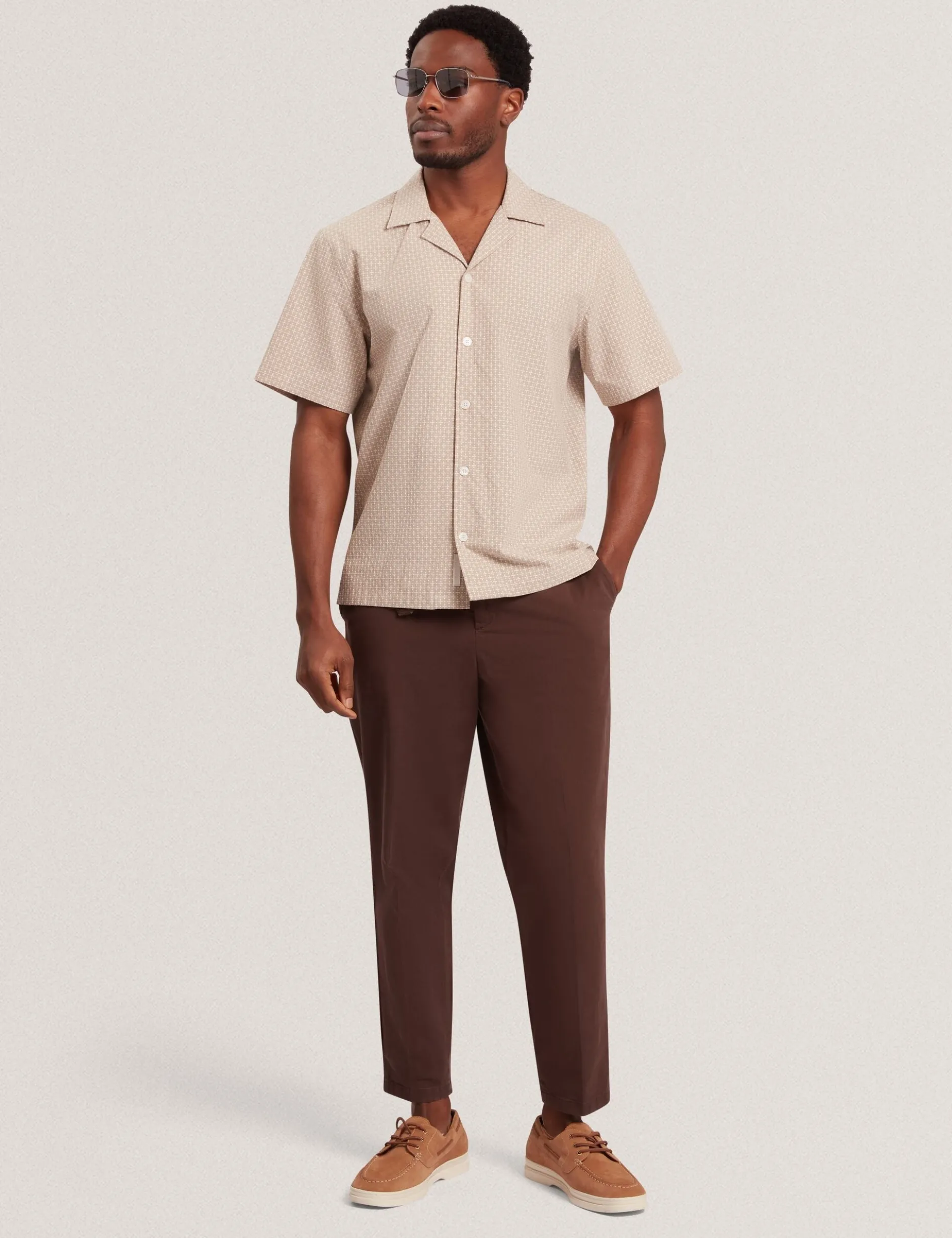 Relaxed Geo Stitch Short Sleeve Shirt