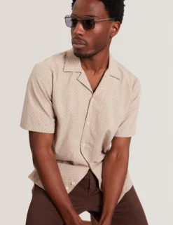 Relaxed Geo Stitch Short Sleeve Shirt