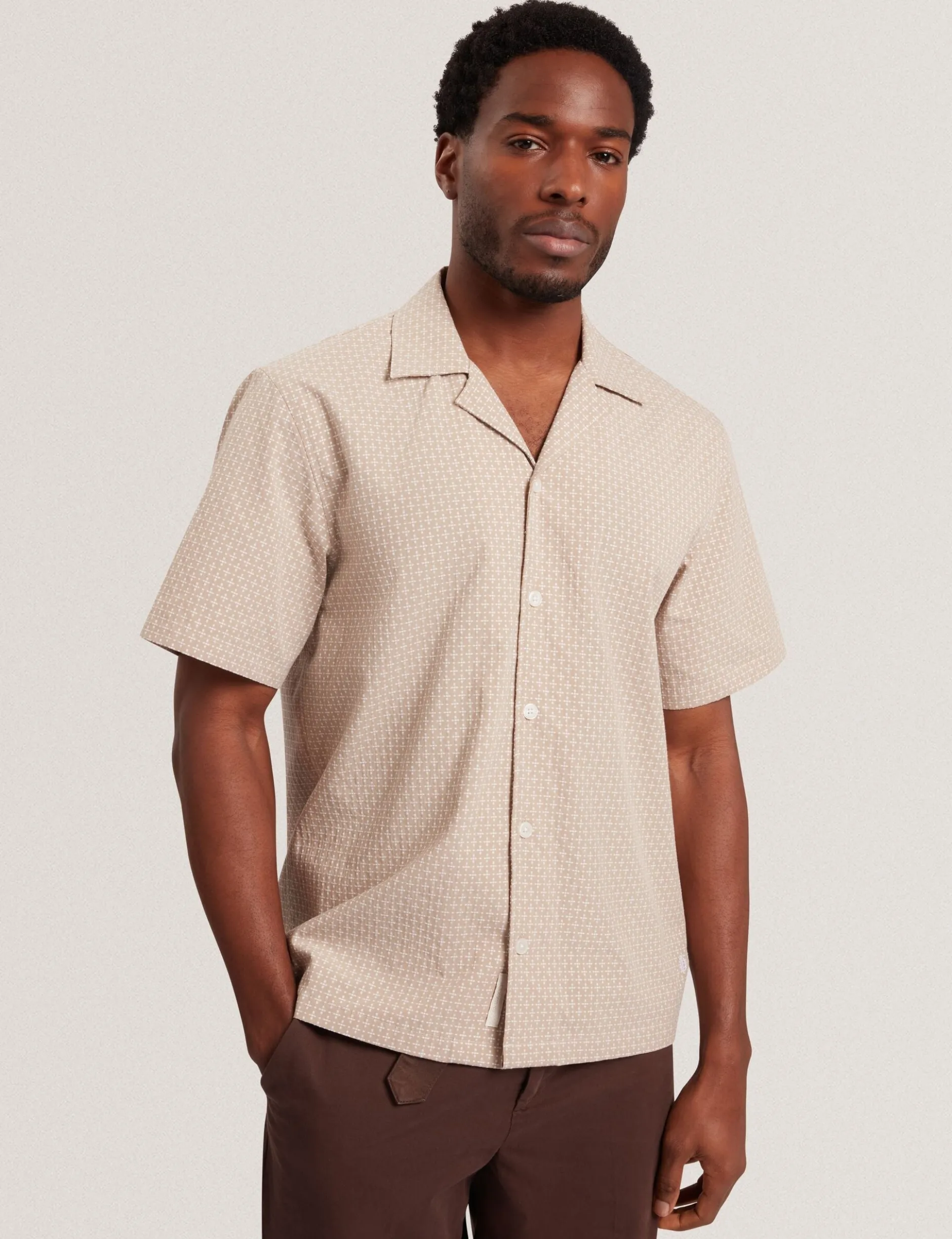 Relaxed Geo Stitch Short Sleeve Shirt