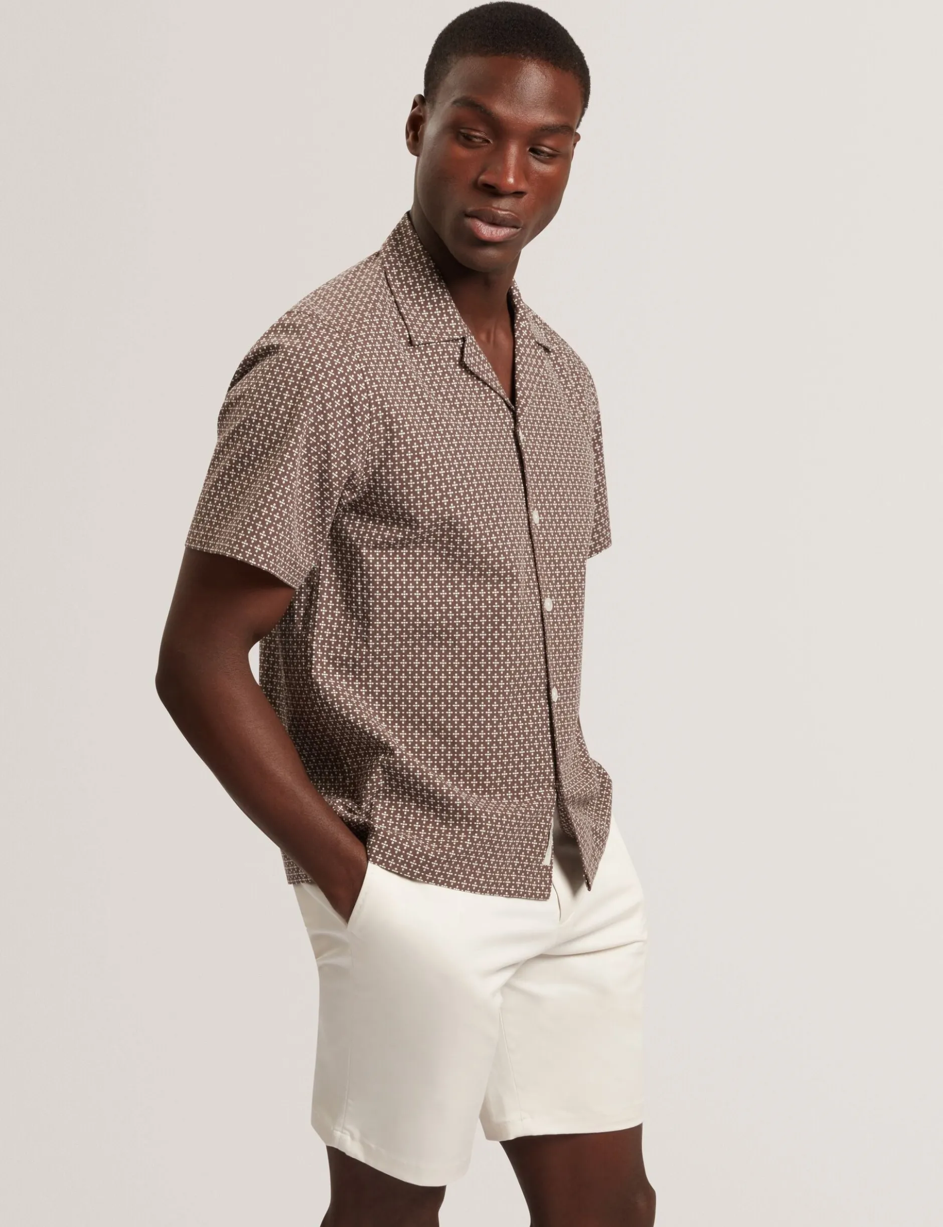 Relaxed Geo Stitch Short Sleeve Shirt