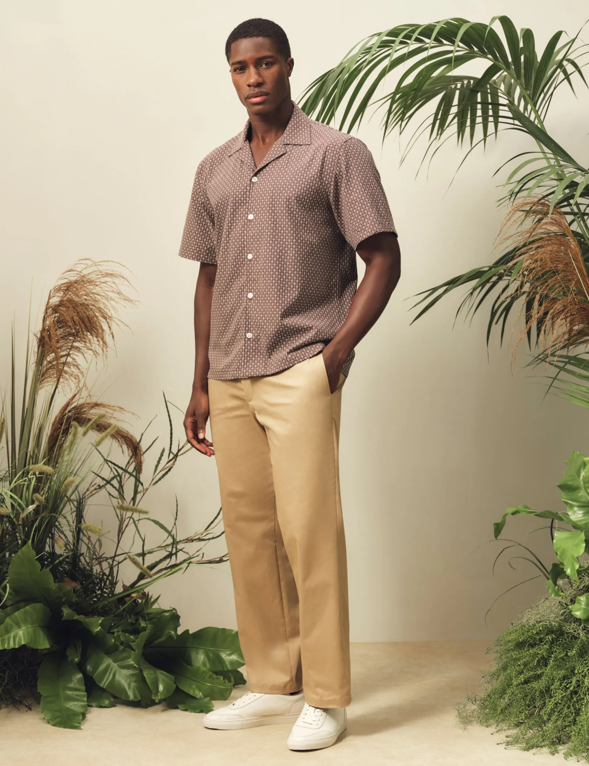Relaxed Geo Stitch Short Sleeve Shirt