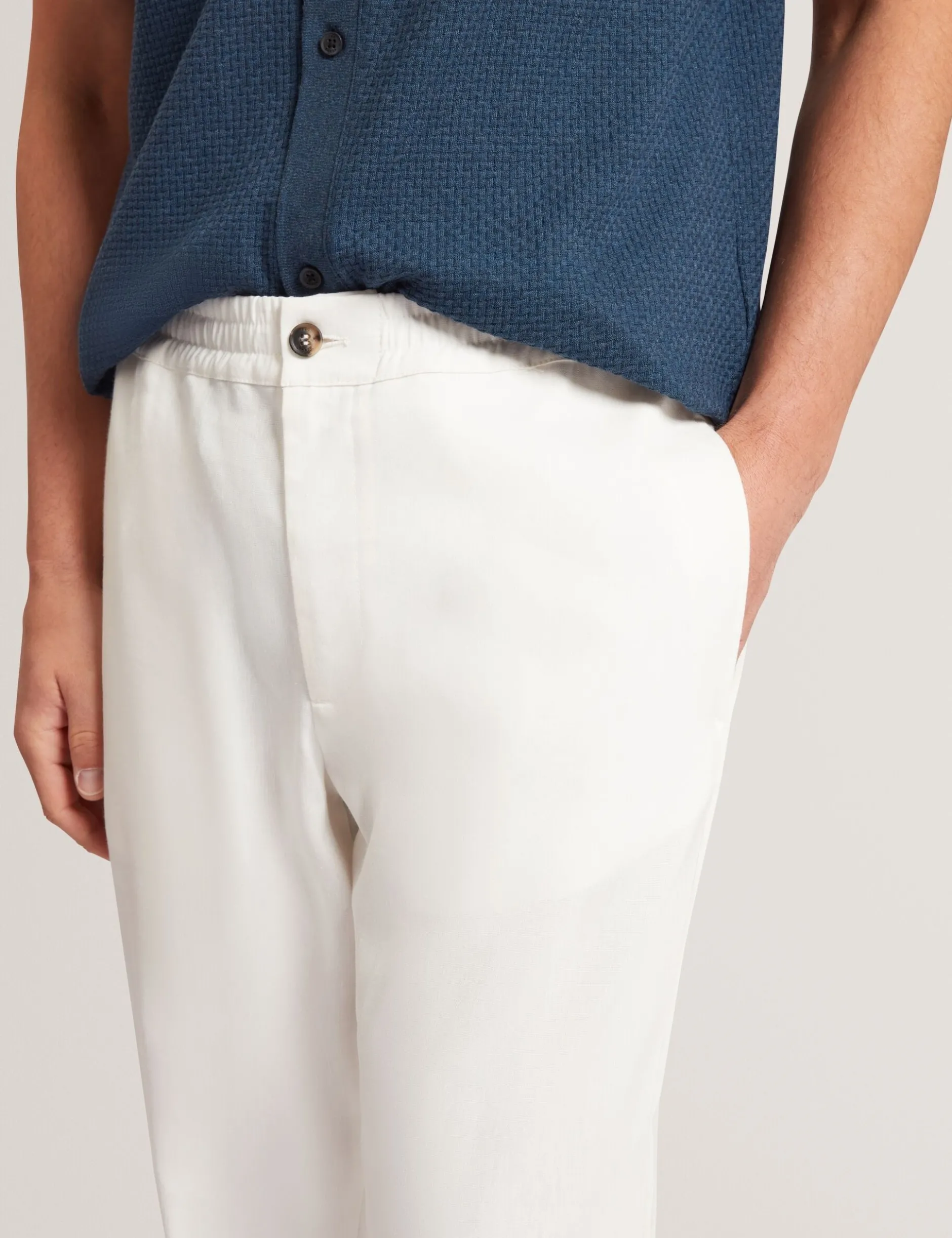 Relaxed Linen Blend Elasticated Trousers