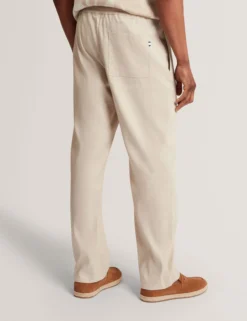 Relaxed Linen Blend Elasticated Trousers