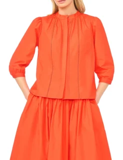 Relaxed Mandarin Collar Cotton Blouse