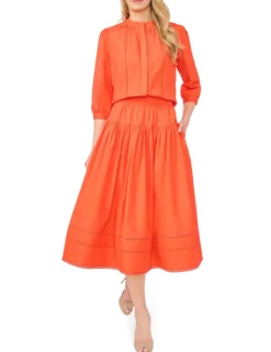 Relaxed Mandarin Collar Cotton Blouse