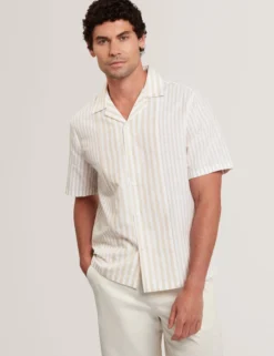 Relaxed Mixed Stripe Linen Blend Shirt