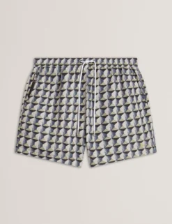 Retro Geo Drawstring Swim Shorts