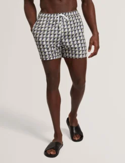 Retro Geo Drawstring Swim Shorts