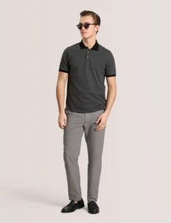 Ribbed Button Up Polo