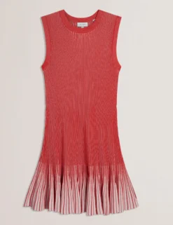 Ribbed Knit Flippy Hem Mini Dress