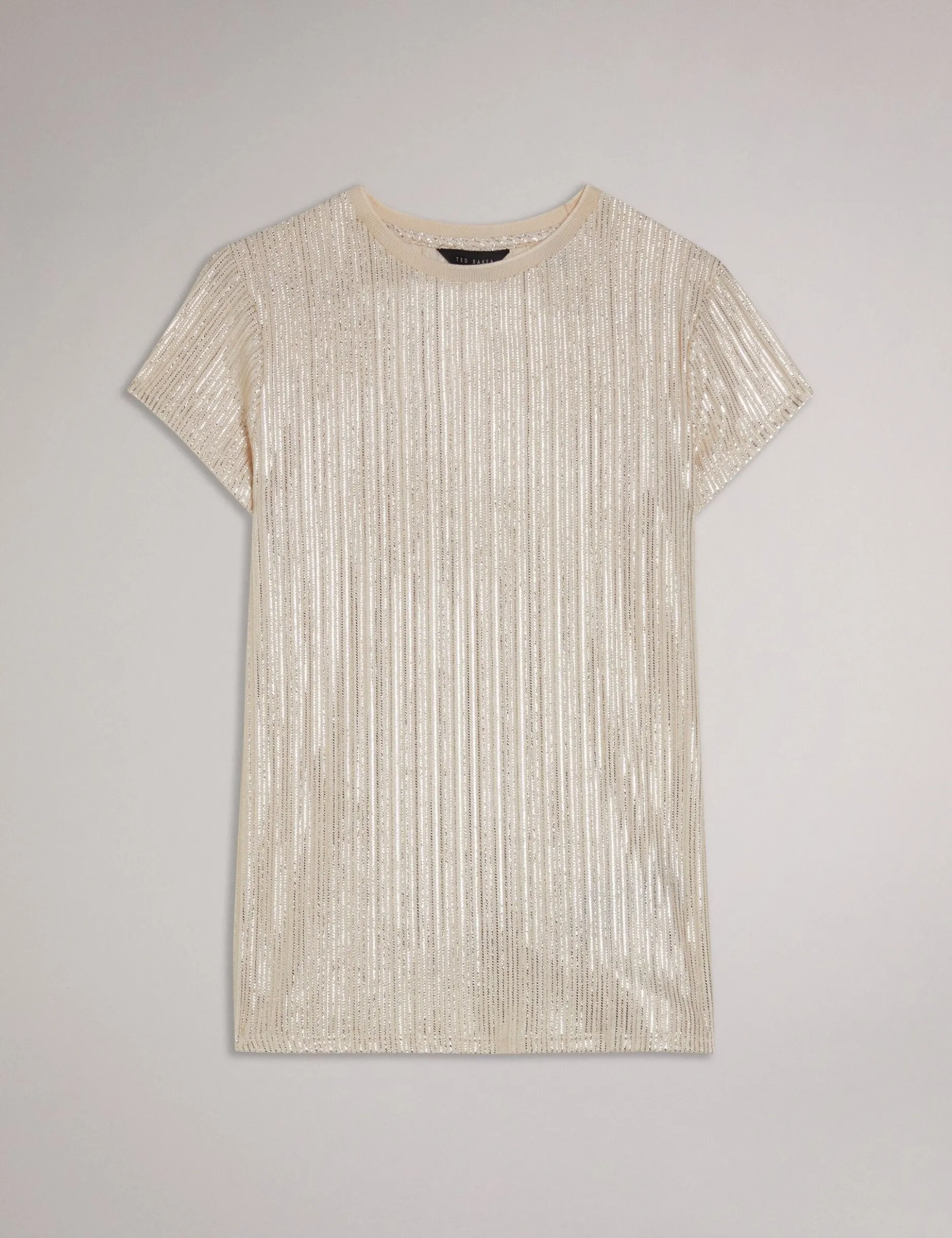 Ribbed Metallic Fitted T-Shirt