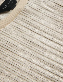 Ribbed Metallic Fitted T-Shirt