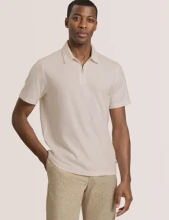 Ribbed Zip Polo