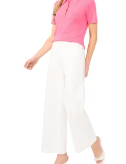 Rib Knit Short Sleeve Polo Top