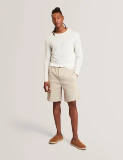 Rolled Edge Linen Blend Crew Neck Jumper