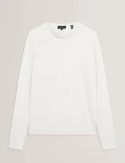Rolled Edge Linen Blend Crew Neck Jumper