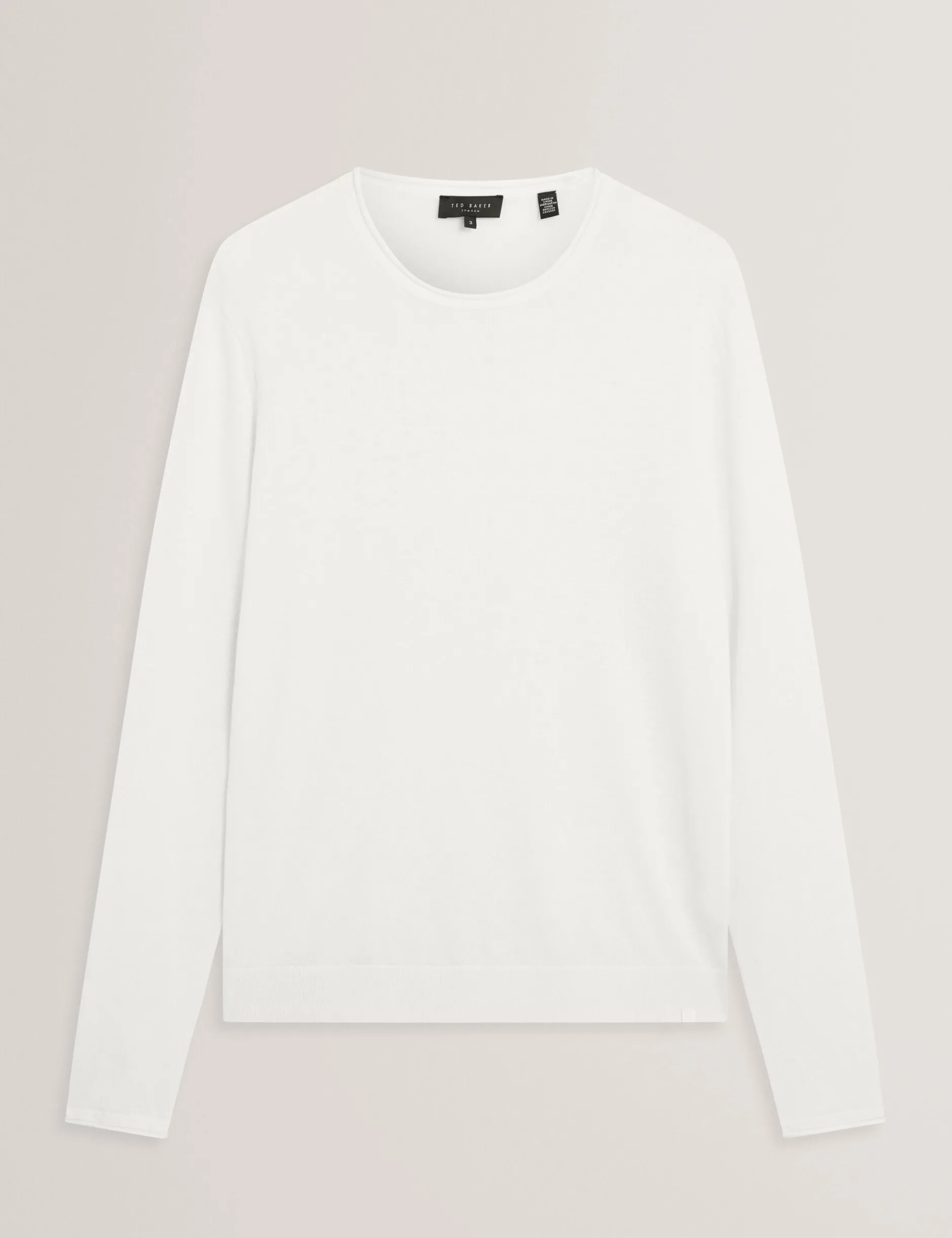 Rolled Edge Linen Blend Crew Neck Jumper