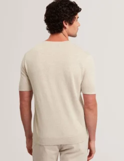 Rolled Edge Linen Blend Knit T-Shirt