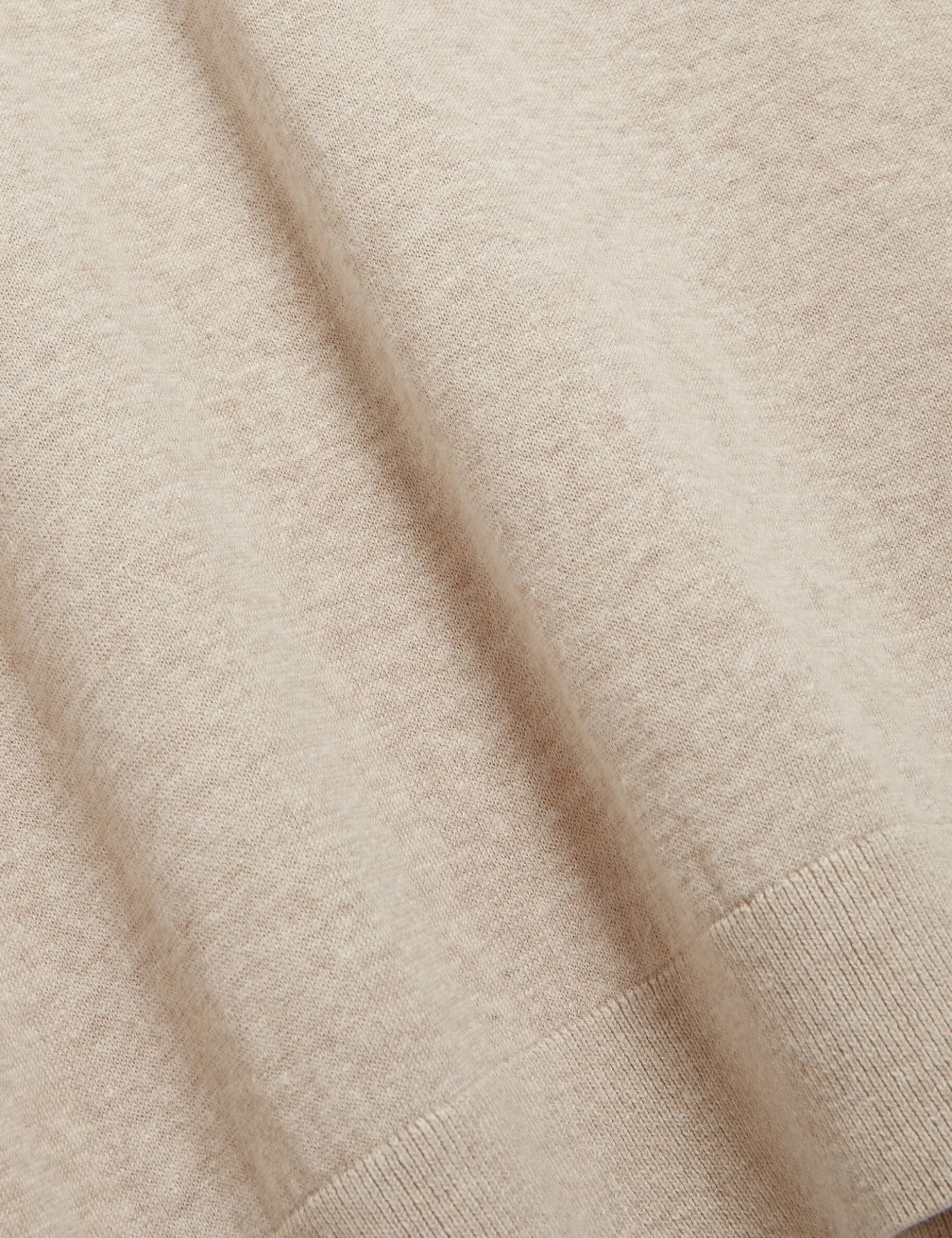 Rolled Edge Linen Blend Knit T-Shirt