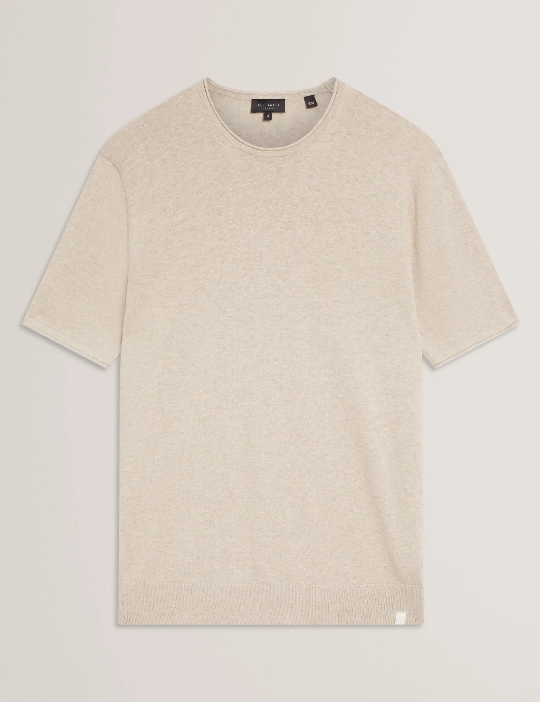 Rolled Edge Linen Blend Knit T-Shirt