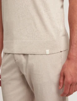Rolled Edge Linen Blend Knit T-Shirt